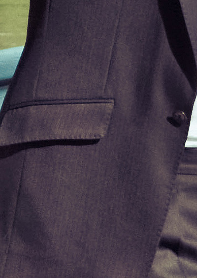 Brown Herringbone Wedding Suit Detail