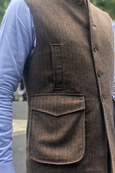 British Bespoke Tweed Suit showing detail